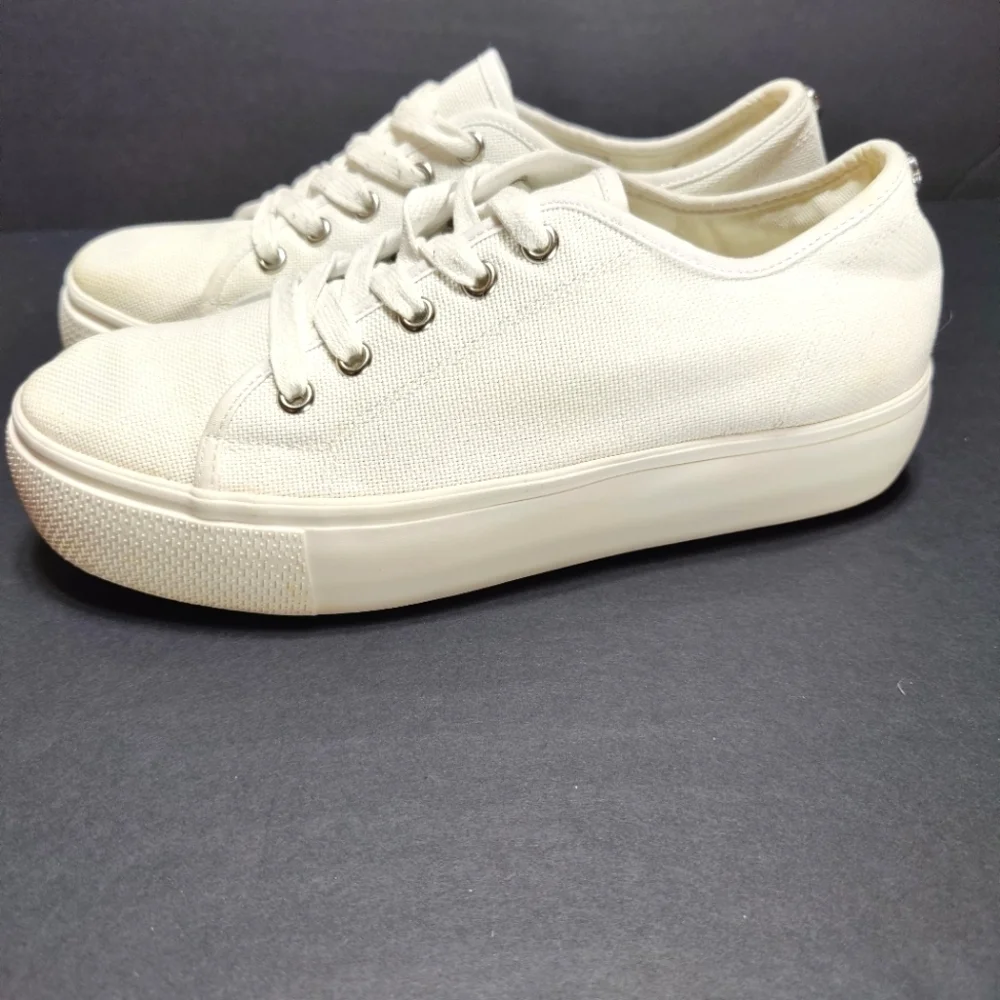 Steve Madden  Elore Off White Light Tan Lace Up Platform Sneaker Women's Shoe 9M